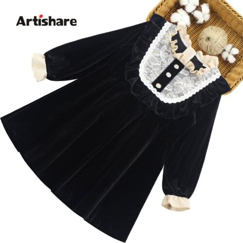 Girls Dress Thcik Lace Dress For Girl Patchwork Dress Kids Spring Autumn Costume For Girls 6 8 10 12 14