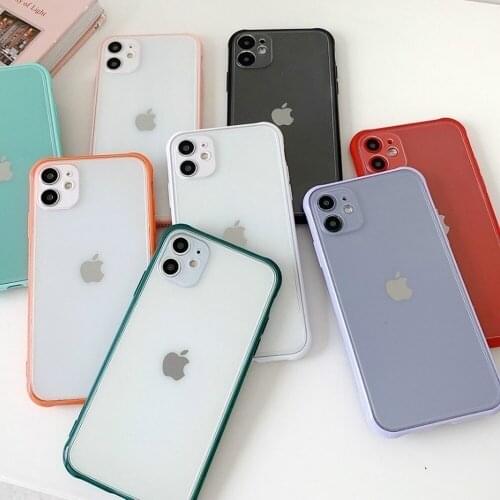 Shockproof Armor Transparent Phone Case for IPhone 12 11 Pro X Xs MAX XR 6 7 8 Plus Camera Protection Candy Color Cover Case