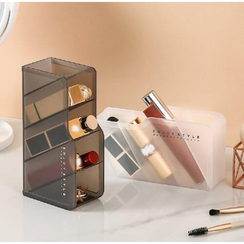 Transparent 4 Gird Desk Organizer for Lip Stick Makeup Brush Pen Stationery Storage Case Holder Stand Office Bathroom Storage