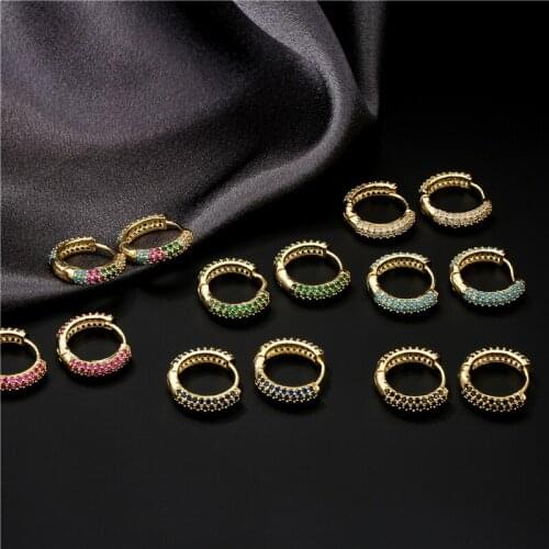 NEWBUY Fashion Cute Hoop Earrings For Women Girl 7 Colors Cubic Zirconia Female Wedding Earring Engagement Jewelry Promise Gift