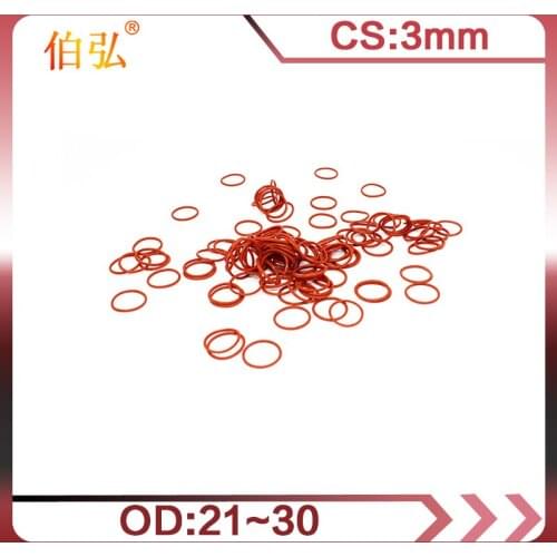 Red Silicon O-Ring 5PCS/lot Silicone/VMQ OD21/22/23/24/25/26/27/28/29/30*3mm Thickness Rubber O Ring Seal Gasket Rings Washer