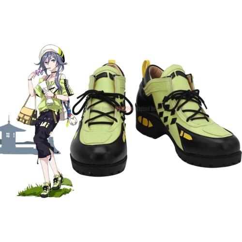 Spring Traveller Fu Hua Green Shoes Cosplay Houkai 3rd Fu Hua Cosplay Boots Green Customized Shoes for Unisex