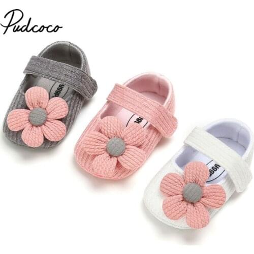 Pudcoco knitted shoes Newborn baby girl flower autumn striped floral first walker sneakers shoes toddler classic casual shoes