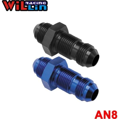 WILLIN - AN8 (8AN) Male Straight Elbow Flare Bulkhead Adptors Anodized Aluminium Fitting Oil Adapters Blue/Black WL832-08