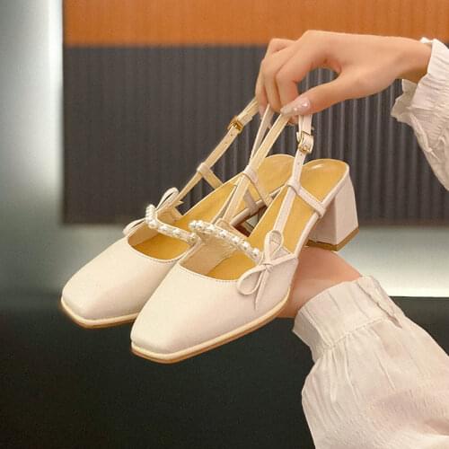 Sandals for Women High Heels Shoes 2021 New Fashion Spring Autumn Prom Office Solid Color Square Heel Pumps Woman Shoes