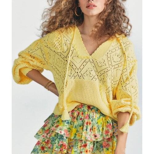 GypsyLady Knitted Sweater Hoodies Blouse Long Sleeve Autumn Women Hoodies Hollow Out Y2K Tassels Outwear Sweaters Hoodies Blouse