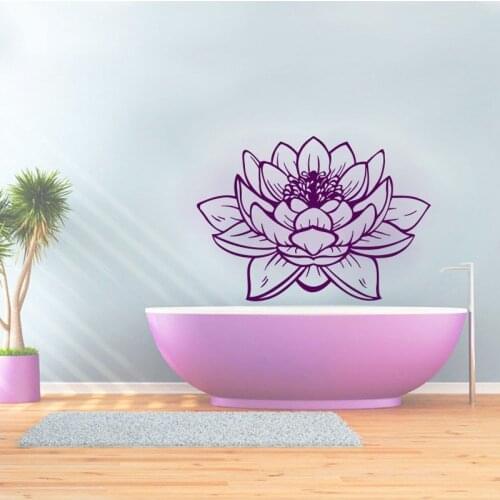 ZOOYOO Beautiful Lotus Wall Sticker Purple Design PVC Hollow Out Home Decor Art Mural For Bathroom Living Room Bedroom