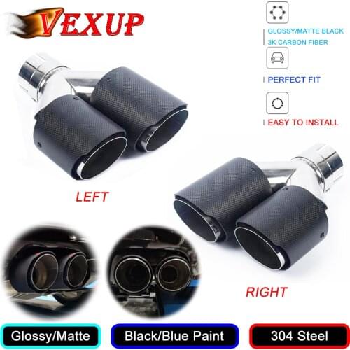 1PCS Real 3K Carbon Fiber GLossy/Matte Black Muffler-Tip Y Shape Quad Exhaust Tip Mufflers Tip Universal Dual Exhaust Pipe Tip