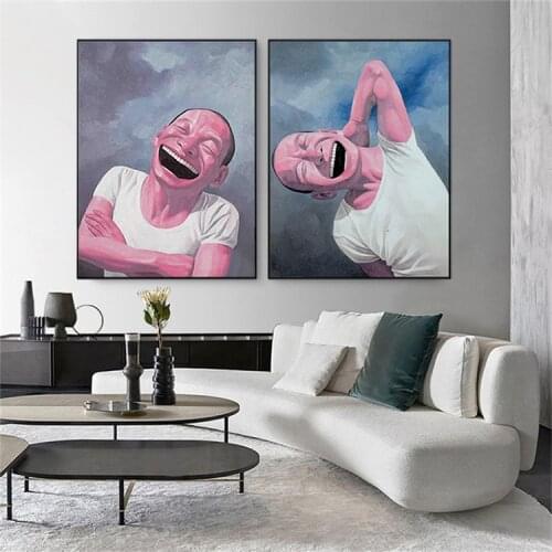 100% Hand painted Modern art Big mouth Yue MinJun oil painting Acrylic paintings laughing Wall art Bedroom Hotel Home Decor