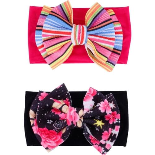 Bulk Large Floral Bow Nylon Baby Headband Summer Nylon Headbands Baby Head Wrap Baby turban Newborn Headband EMMA BOW Headbands