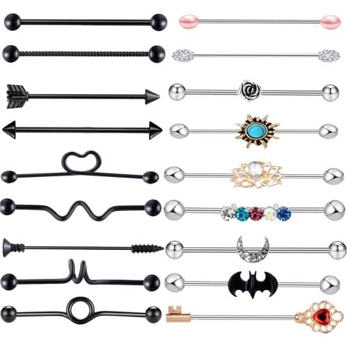 18x 14G Stainless Steel Industrial Barbell Earrings Jewelry 38mm 1 1/2' Inch