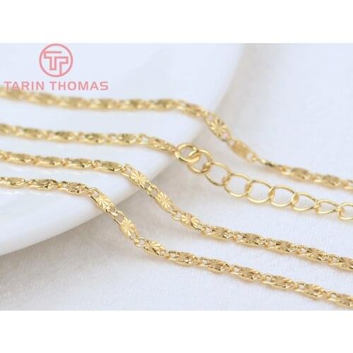 2PCS Length 52CM Thickness 1.8MM 24K Gold Color Brass Finished Necklace Chain High Quality Jewelry Making Findings Accessories