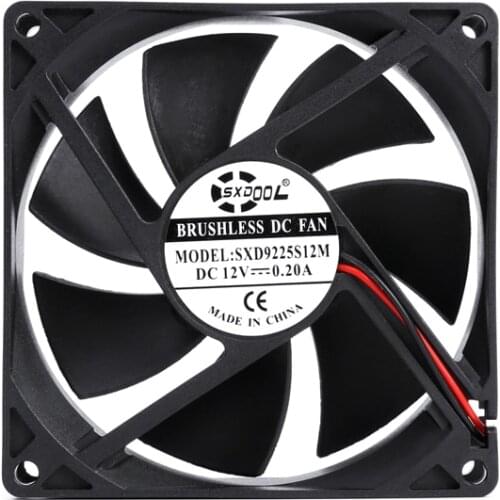 2pcs/lot SXDOOL 9225S High Speed 92mm 12V 2Pin Ventilation 92x92x25mm Sleeve Bearing silent axial pc DC Cooling Fan