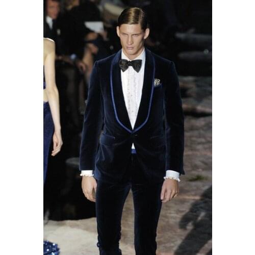 2018 velvet a grain of buckle fashion wedding party suit dress formal wedding dress suit (jacket + pants + tie)