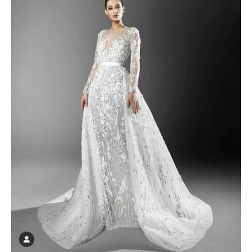 2020 Wedding Dresses Vestido Vestido de novia Luxury Chaple Train Lace Appliques Off the Shoulder Wedding Dress Vestido LH8015