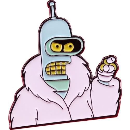 Bender Pointing enamel pin American animated science fiction sitcom inspired brooch