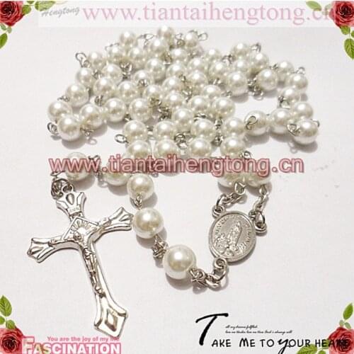 Free shipping 6mm glass Imitation pearl bead rosario,pearl rosary N1305 special offer