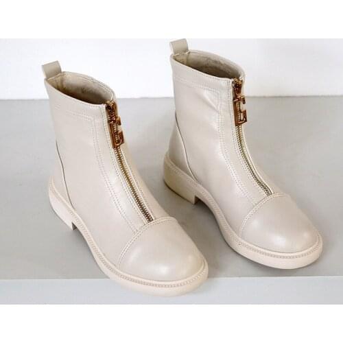 Front Zipper Martin Boots Womens Autumn 2021 New Thick Heel Thin Boots Fashion Thick Bottom Cecil Short Boots