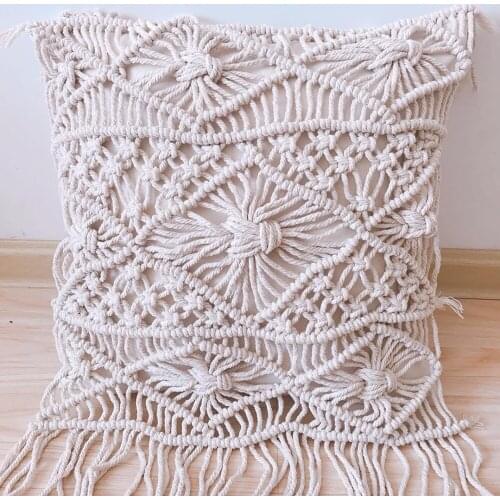 Decorative wedding pillow cover Handmade cream macrame BOHO cushion cover Black White Beige cushion Customized size throw pillow