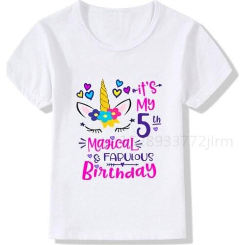 Kids Cartoon Birthday Number 5 Print T-shirts Boy&Girl I Am 5 Funny Gift Tshirt Baby 5 Year Old T Shirt Children Tops