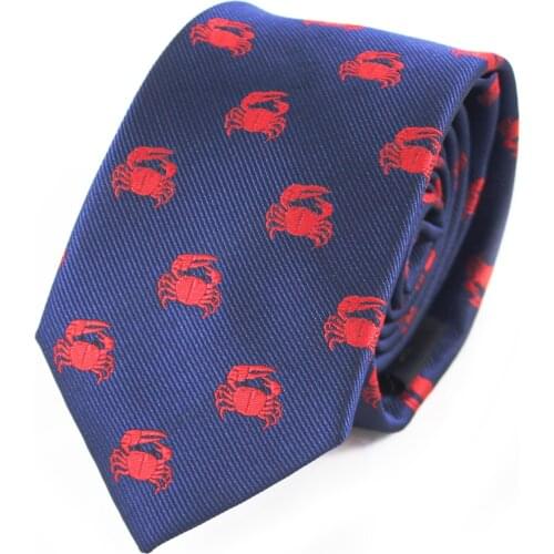 Microfiber Jacquard Animal Crab Necktie Red Crab Tie Fathers Day Birthday Necktie