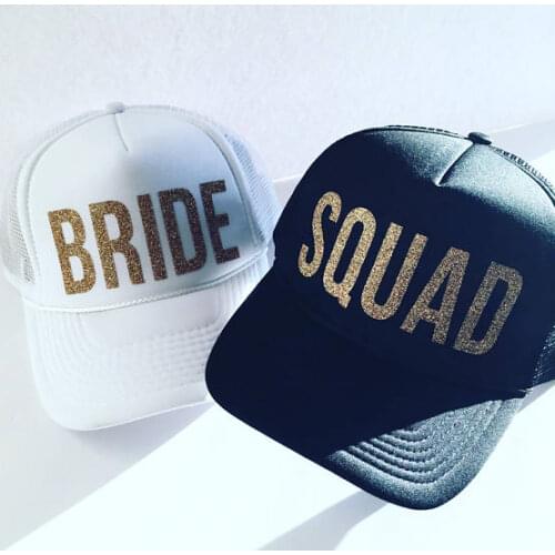 Personalized Bride - Squad wedding bridesmaid Bachelorette Mesh Trucker Snapback trucker hats caps party favors