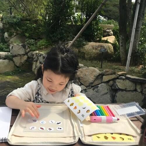 INS Wind Childrens Brush Canvas Storage Bag Crayons Storage Bag Large Capacity Pen Bag Accessories Childrens Toys