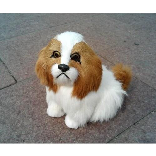 Simulation animal 15x13x11cm white dog Pekingese toy emulation doll k0276