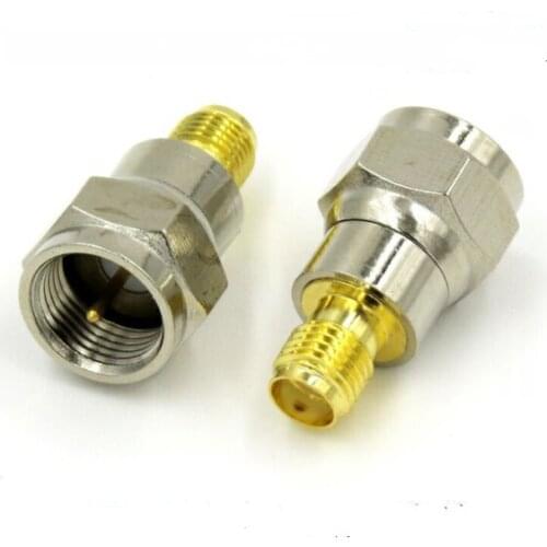 2PCS New F Male Plug to SMA Female Jack Straight RF Coax Adapter Connector