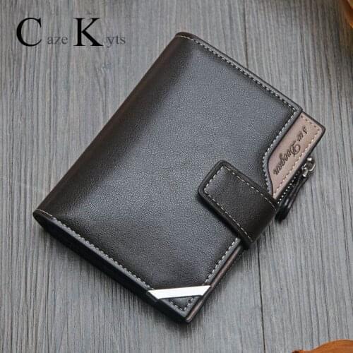 Korean casual mens wallet short vertical British leisure multifunction card bag zipper buckle triangle folding