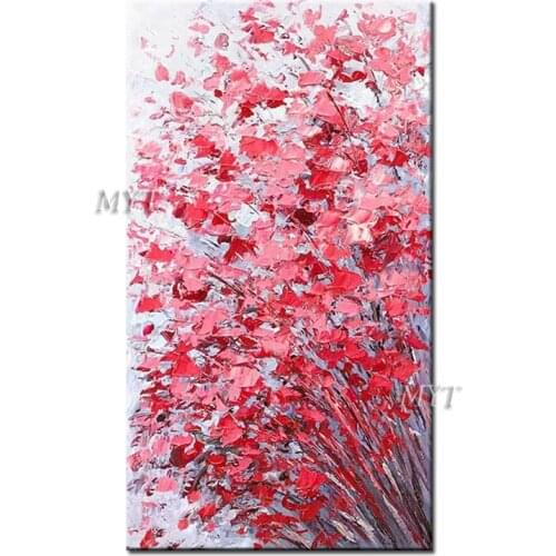 Red Flower Bright In Colour Abstract Oil Painting On Canvas Handpainted Beautiful Modern Paintings Wall Art Home Decor Picture