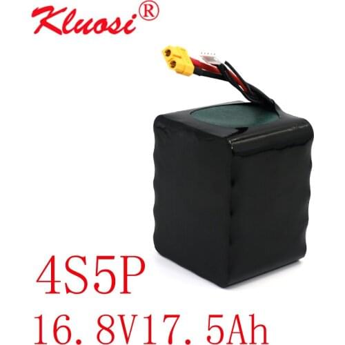 KLUOSI 14.8V 4S5P 17.5Ah 18Ah 16.8V Li-ion Battery High Capacity UAV Rechargeable for Various RC Airplane Drone Quadrotor XT60