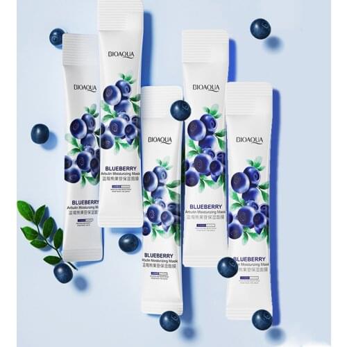BIOAQUA 5Pcs Blueberry Sleeping Mask Jelly Mask Moisturizing Cream Whitening Oil-Control Smooth Tender Replenishment Skin Care