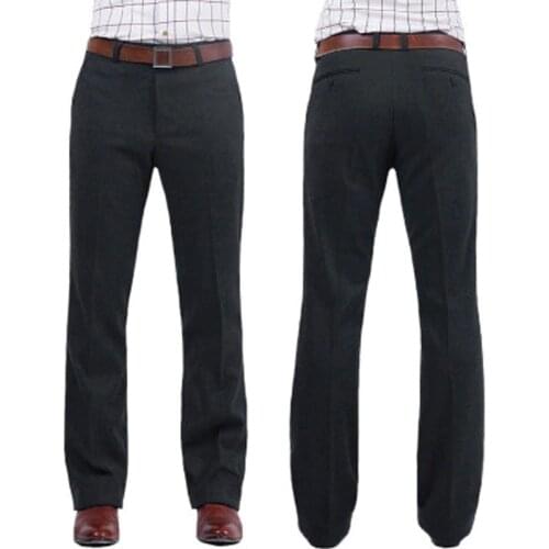 Color: Black Dark Gray Winter New Mens Thick Wool Micro Flare Pants Casual Woolen Pants Korean Slim Pants Size 29-35