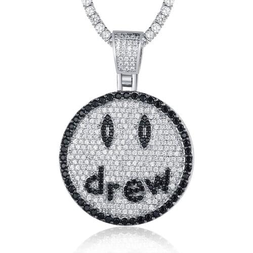 100% Micro Zircon Hip Hop Drew Face Pendant Necklace For Men Jewelry Iced Out Necklaces CZ Rapper Jewelry Bling Bling Gift