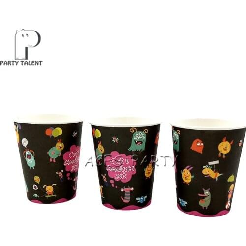 Party supplies 48PCS Monster Monsters for kids birthday theme party decoration disposable tableware one-off paper cups glasses