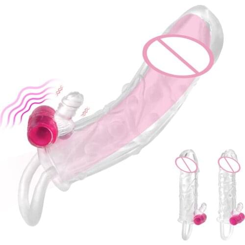 Penis Sleeve Vibrator Enlargement Penis Rings Delayed Ejaculation Sex Toys For Men G-spot Cock Sleeve Reusable Condom