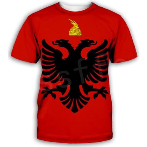Tessffel Newest Country Flag Albania Symbol NewFashion Men/Women 3Dprint Summer Tees T-shirts Streewear Shirts Short Sleeve A2