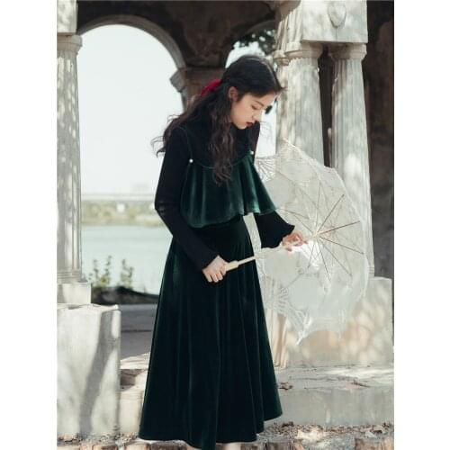 2019 new fashion womens clothing Winter velvet dress + sweater two-piece dresses