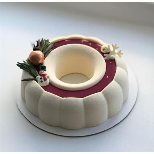 2020 New Pattern Groove Silicone Cake Mold Round Mousse Mold Qifeng Cake DIY Cake Mold Baking Mold