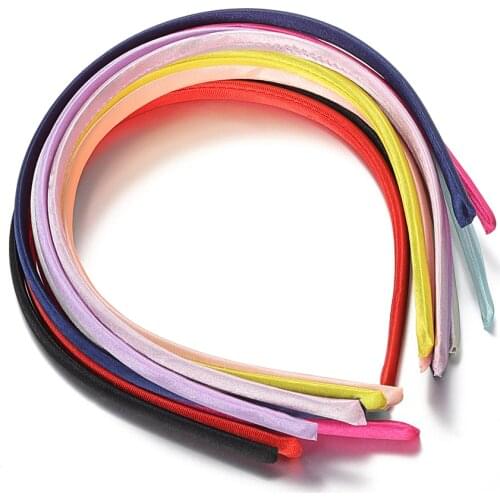 10pcs 9mm Head Hoop Solid Satin Headband Soft Hair Hoop Bands for Jewelry Making Headwear DIY Kids Girls Bow Hair Accessories