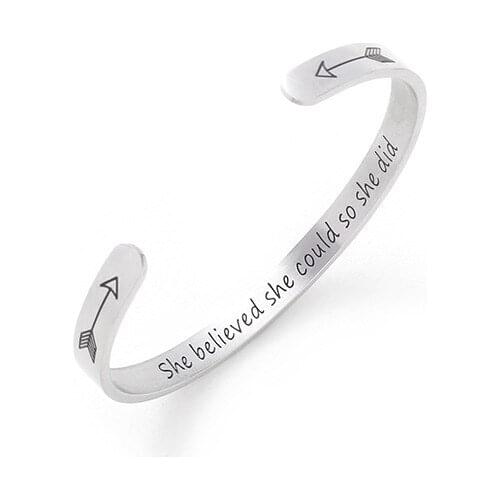 She Believed She Could Stainless Steel Cuff Bracelet Factory Direct Sales