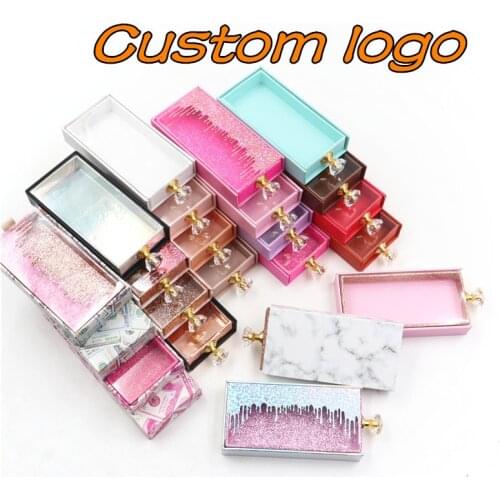Wholesale Eyelash Package Box Lash Boxes Packaging Custom logo Mink Lashes Storage Case Vendors With diamond handle Print Logo