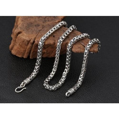 Real 925 Sterling Silver Dragon Squama Chain Necklace Men Women Jewelry gift A4562
