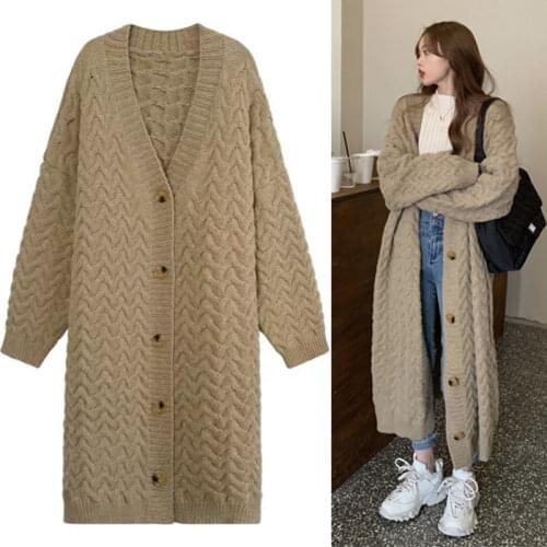 Spring Autumn Fashion Casual Loose Long Knitted Coat Women Cardigan Tops Ladies Batwing Sleeve Solid Sweater Female