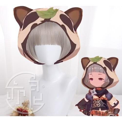 Genshin Impact Sayu Cosplay Wig 33cm Short Grey Bob Wig Sayu Cosplay Synthetic Hair Heat Resistant Halloween Role Play