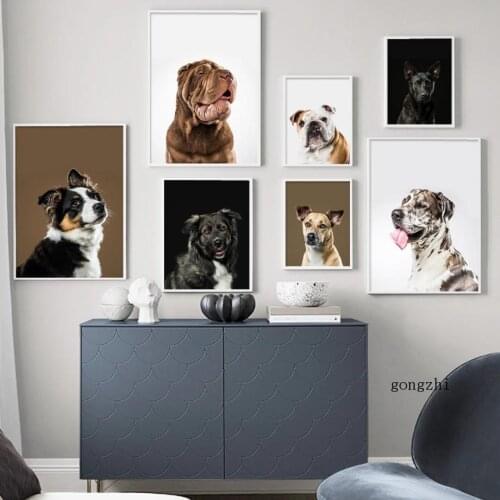 French Bulldog German Shepherd Dog Nordic Posters Cute Animal Canvas Painting and Prints Wall Art Pictures for Living Room Decor