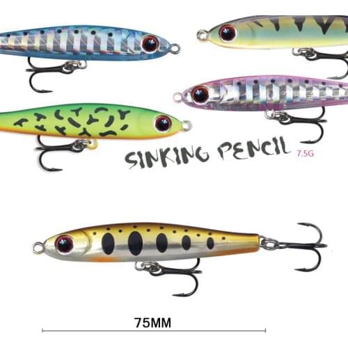 1Pcs Minnow Sinking Pencil Fishing Lure 75mm 7.5g Iscas Crankbait Wobblers Artificial Hard Plastic Trout Bait Tackle pesca
