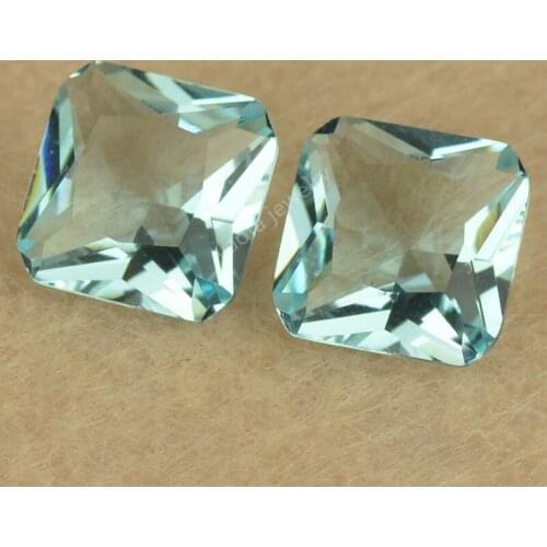 Sale 3x3~12x12mm Light Sea Blue Color Loose Glass Beads Square Octangle Shape Brilliant Cut Synthetic Gems Glass Stone For DIY