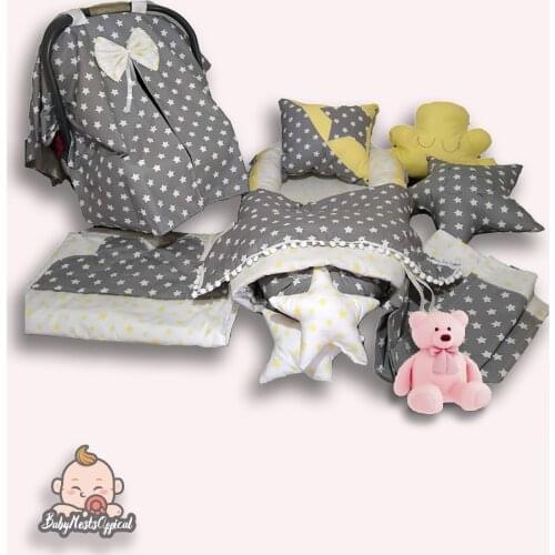 Gray Baby Bed Full Lux Suit 11 Piece